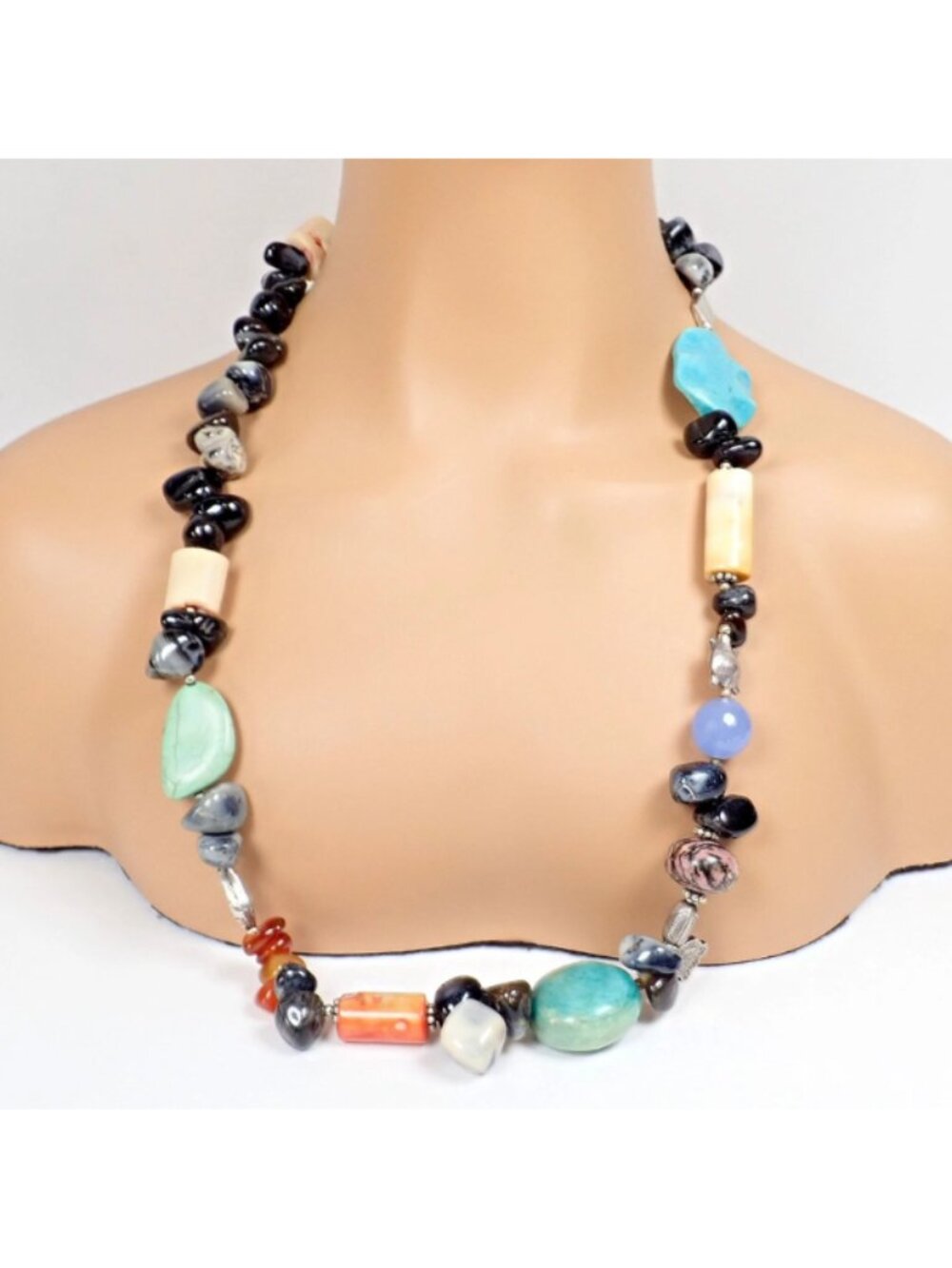 Rare! Mario Buccellati Free Time Silver Large Snake Turtle River Stone Necklace - Picture 4 of 14